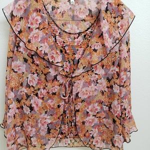 NICOLA 2 Piece Floral Pinks Blouse Size Small